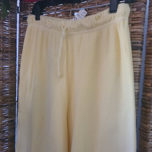 VTG NWT Prairie Natural Cotton Crop Pants Crop Wide Leg Drawstring  M Yellow - Picture 3 of 5